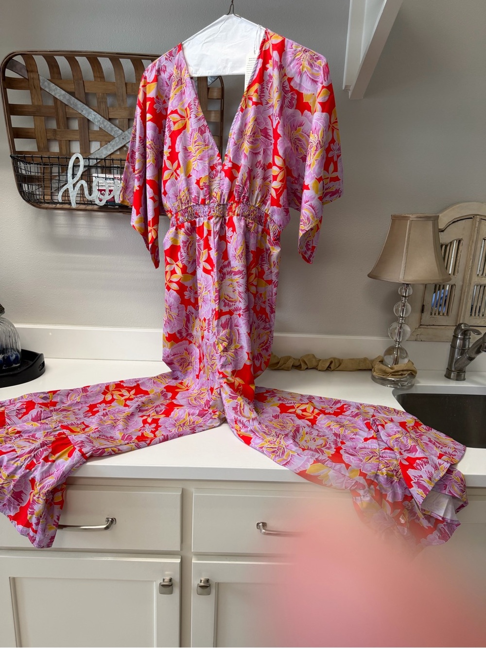 Vibrant Floral jumpsuit in Pink & Red